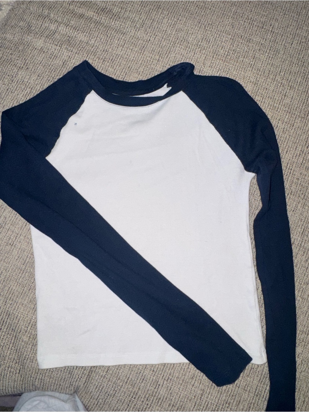 Hollister Navy and White Long-Sleeve Raglan Tee